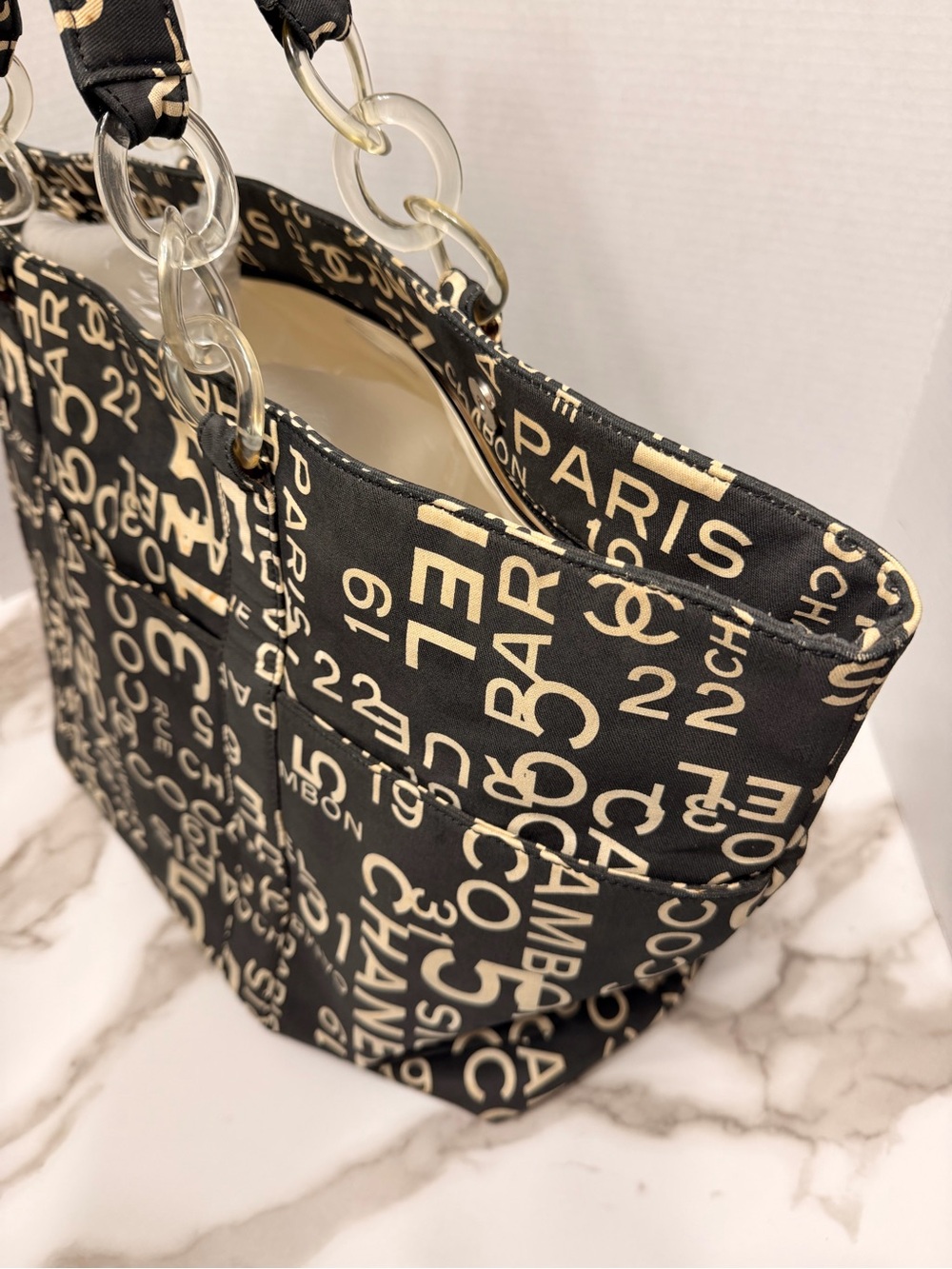 CHANEL Bysy Line Tote Bag Canvas Black CC XL tote w/COA - Picture 4 of 16